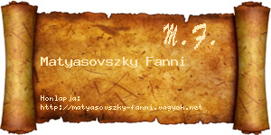 Matyasovszky Fanni névjegykártya